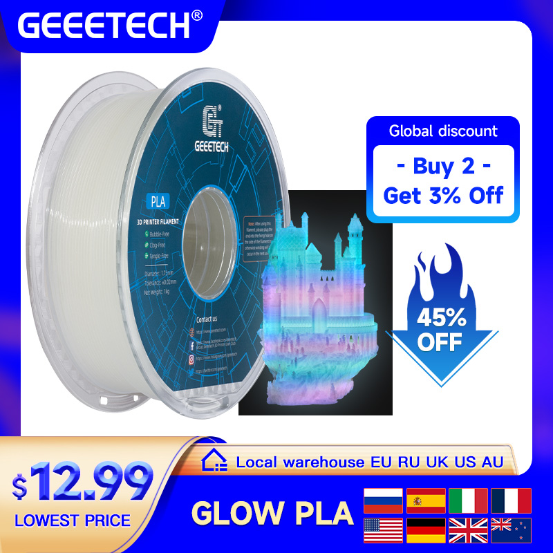 3D Printing Nylon - GEEETECH Glow PLA 1.75mm 1kg Luminoso